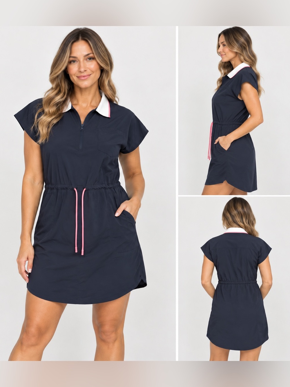 T By Talbots Petite Large Navy Sport Dress with Pockets
